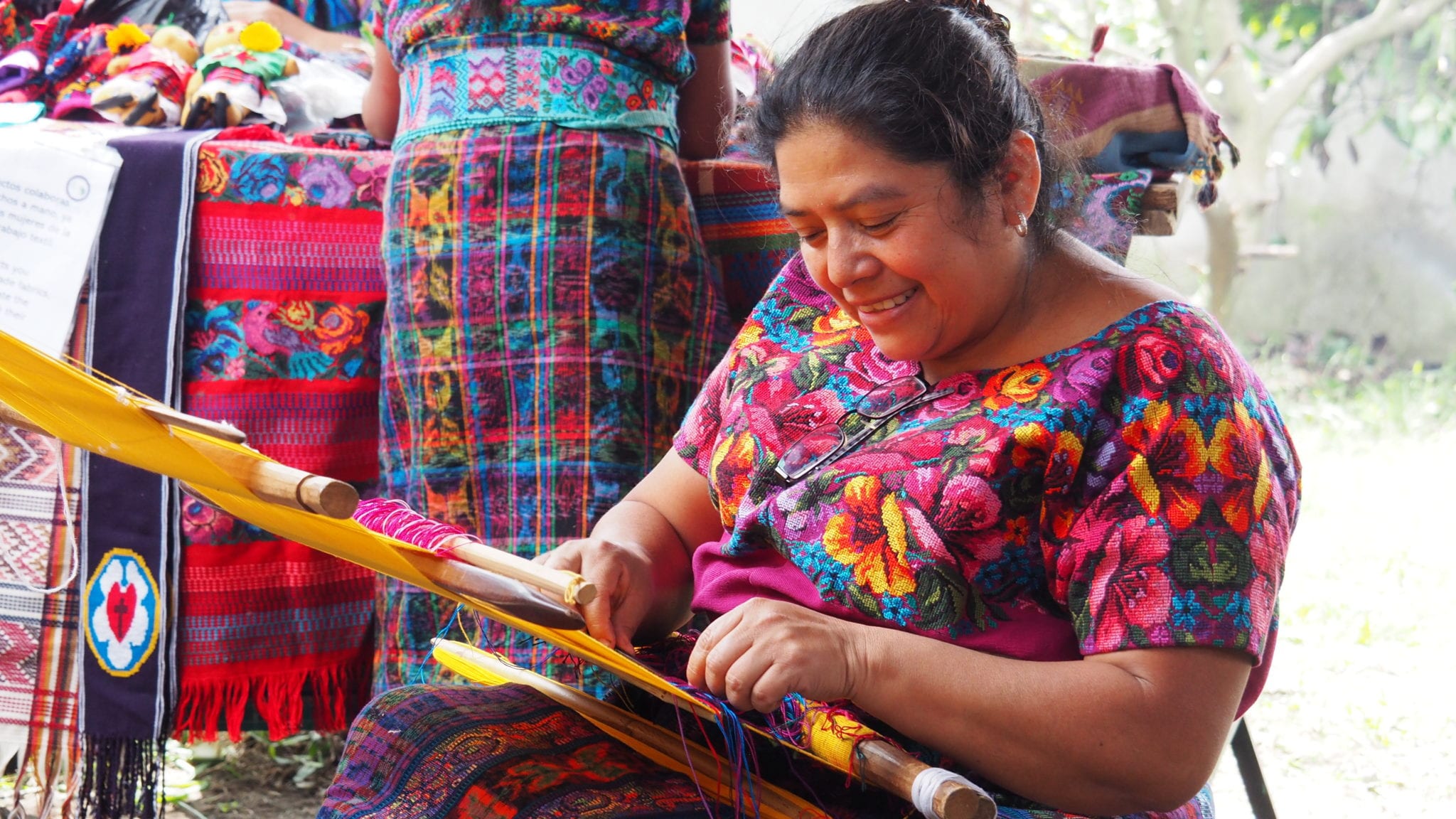 Colorful handwoven Mam-Maya textiles